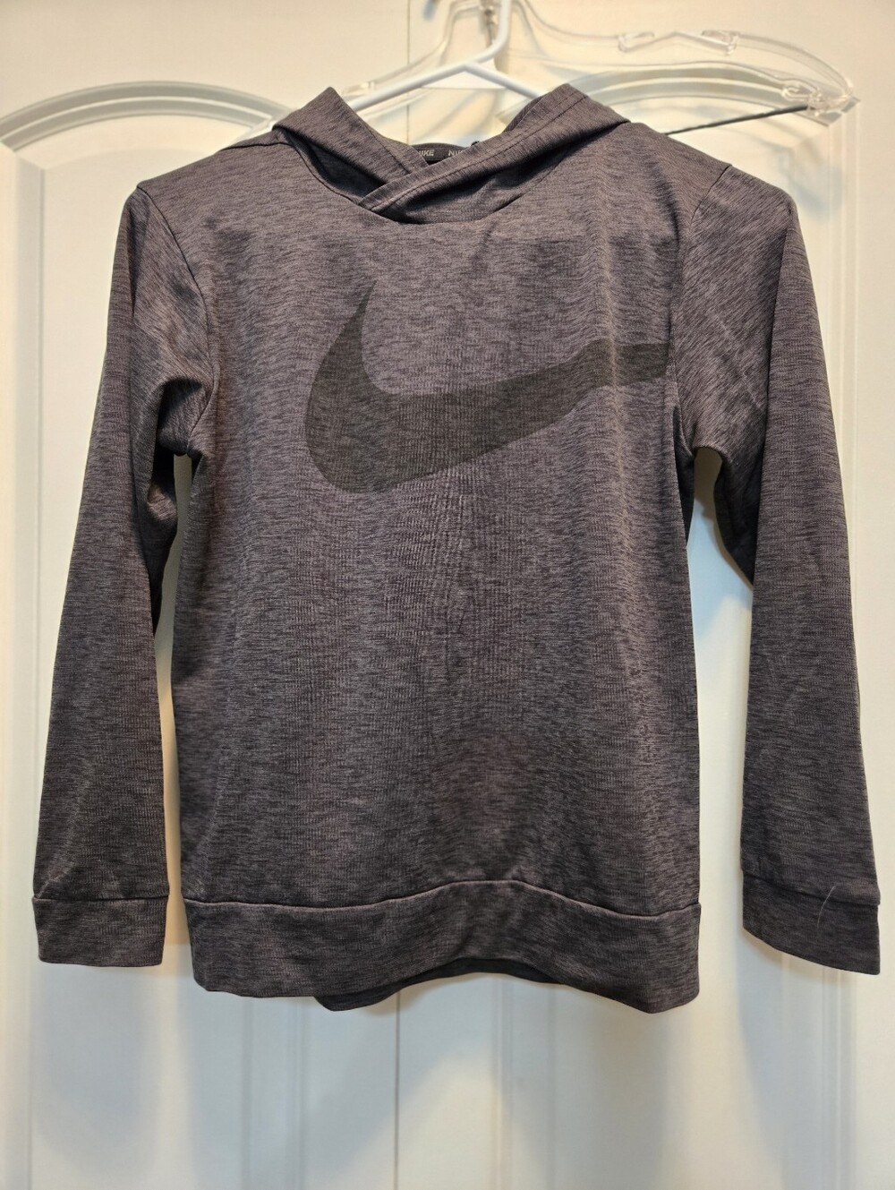Nike Kids Heather Gray Hooded Sweatshirt with Swoosh